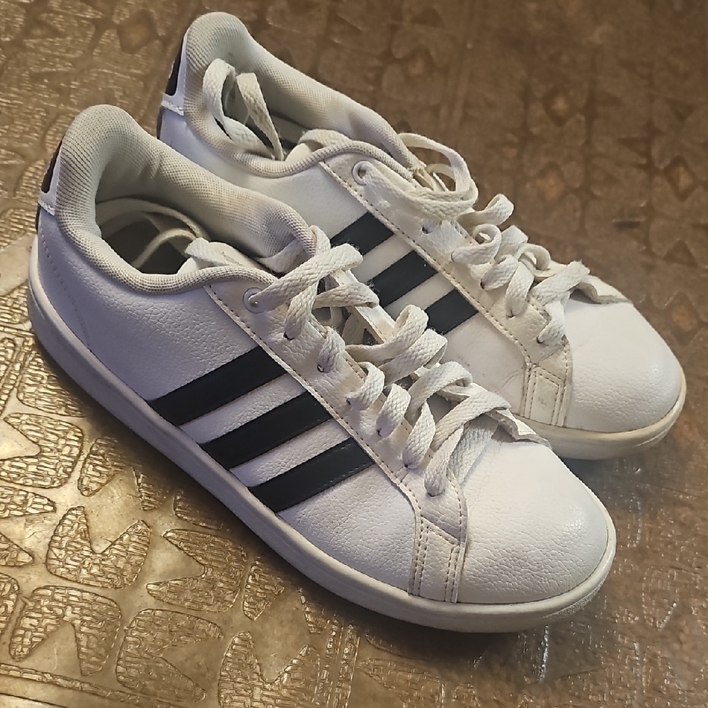 Adidas Classic White and Black Striped Sneakers